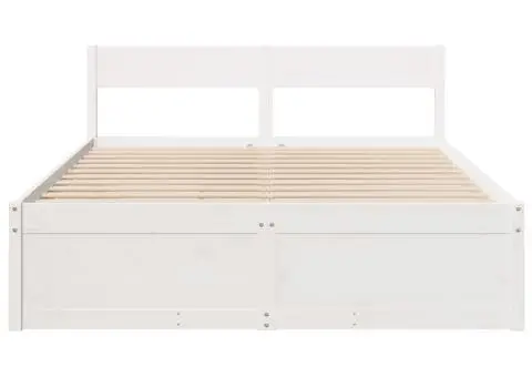 Cadru de pat fără saltea, alb, 140x200 cm, lemn masiv pin - 4/5
