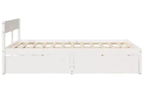 Cadru de pat fără saltea, alb, 140x200 cm, lemn masiv pin - 5/5