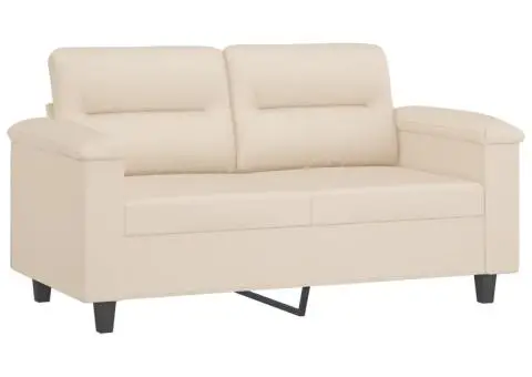 Set de canapele cu perne, 3 piese, bej, microfibră - 3/5