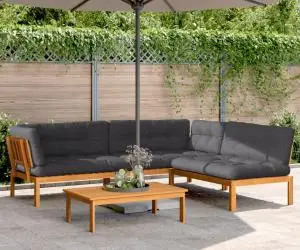 vidaXL Set canapele de grădină cu perne din paleți 4 piese lemn acacia