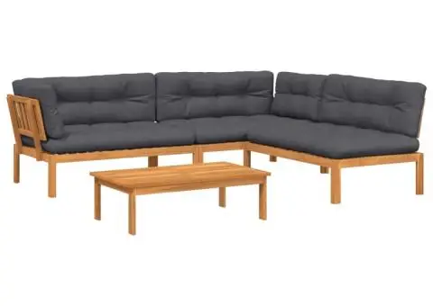 Set canapele de grădină cu perne din paleți 4 piese lemn acacia - 2/5