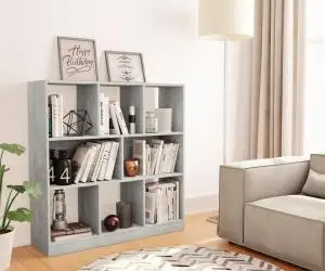 vidaXL Bibliotecă, gri beton, 97,5x29,5x100 cm, lemn prelucrat