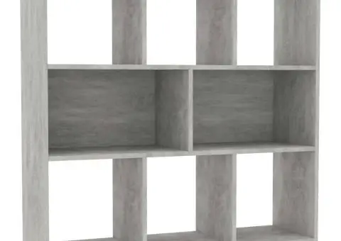 Bibliotecă, gri beton, 97,5x29,5x100 cm, lemn prelucrat - 2/5