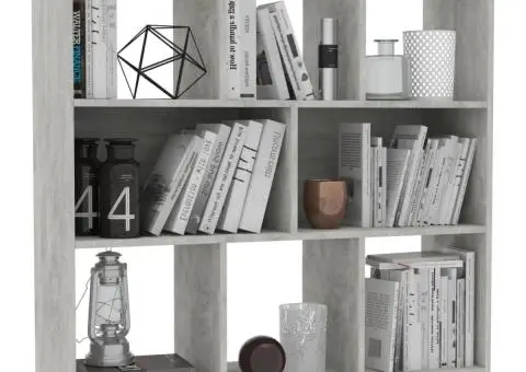 Bibliotecă, gri beton, 97,5x29,5x100 cm, lemn prelucrat - 3/5