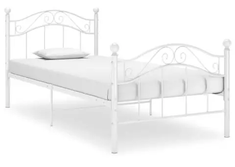 Cadru de pat, alb, 90x200 cm, metal - 1/5