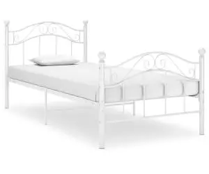 vidaXL Cadru de pat, alb, 90x200 cm, metal