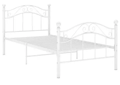 Cadru de pat, alb, 90x200 cm, metal - 2/5