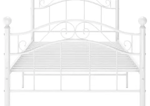 Cadru de pat, alb, 90x200 cm, metal - 3/5