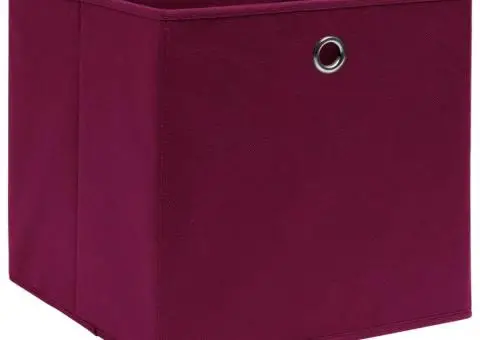 Cutii depozitare, 4 buc., roșu închis, 28x28x28 cm, textil - 2/5