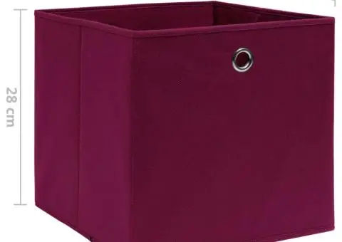 Cutii depozitare, 4 buc., roșu închis, 28x28x28 cm, textil - 5/5