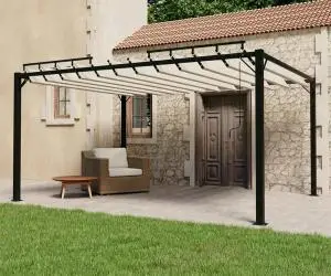 vidaXL Pavilion cu acoperiș jaluzea, crem, 3x4 m, țesătură/aluminiu