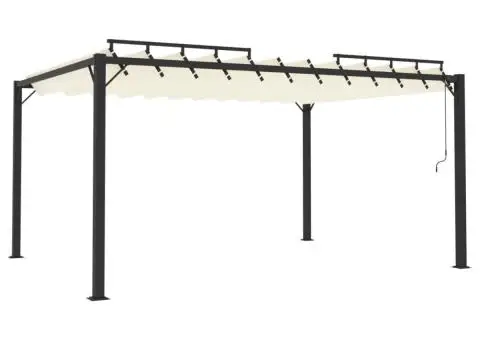 Pavilion cu acoperiș jaluzea, crem, 3x4 m, țesătură/aluminiu - 2/5