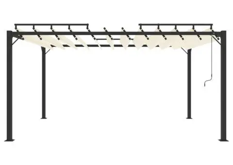 Pavilion cu acoperiș jaluzea, crem, 3x4 m, țesătură/aluminiu - 3/5
