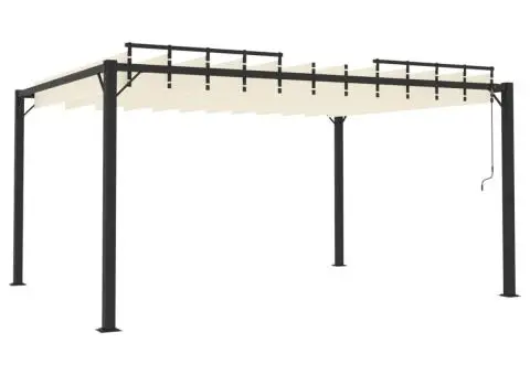 Pavilion cu acoperiș jaluzea, crem, 3x4 m, țesătură/aluminiu - 5/5