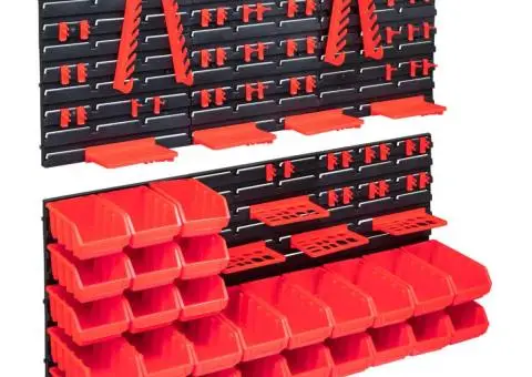 Set cutii depozitare 103 piese cu panouri de perete, roșu&negru - 1/5