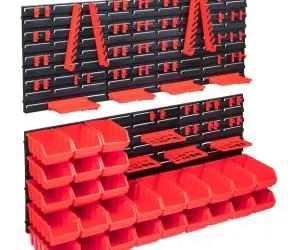 vidaXL Set cutii depozitare 103 piese cu panouri de perete, roșu&negru