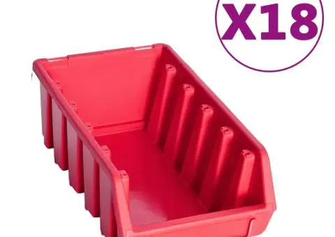 Set cutii depozitare 103 piese cu panouri de perete, roșu&negru - 3/5