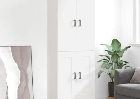 Dulap înalt, alb, 69,5x34x180 cm, lemn compozit - 1/5