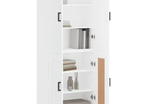 Dulap înalt, alb, 69,5x34x180 cm, lemn compozit - 3/5