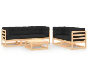 vidaXL Set mobilier de grădină cu perne, 6 piese, lemn masiv de pin