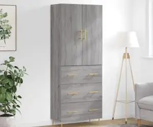 vidaXL Dulap înalt, gri sonoma, 69,5x34x180 cm, lemn compozit