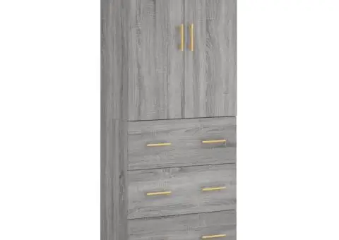 Dulap înalt, gri sonoma, 69,5x34x180 cm, lemn compozit - 2/5