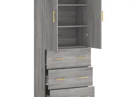 Dulap înalt, gri sonoma, 69,5x34x180 cm, lemn compozit - 4/5