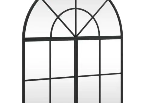 Oglindă de perete, negru, 60x70 cm, arcuită, fier - 2/5
