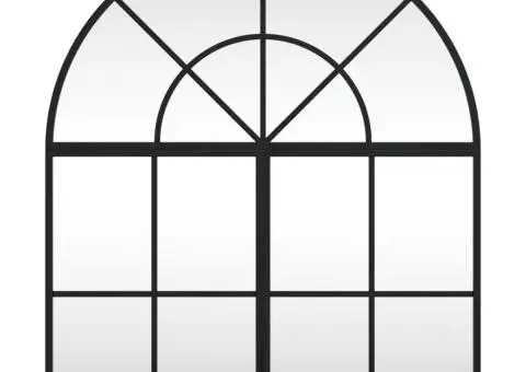 Oglindă de perete, negru, 60x70 cm, arcuită, fier - 3/5