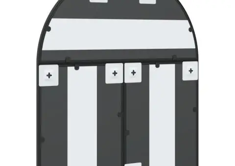 Oglindă de perete, negru, 60x70 cm, arcuită, fier - 5/5