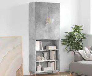 vidaXL Dulap înalt, gri beton, 69,5x34x180, lemn compozit