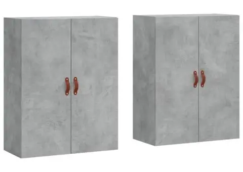 Dulap cu montaj pe perete, 2 buc, gri beton, 69,5x34x90 cm - 2/5