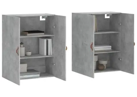 Dulap cu montaj pe perete, 2 buc, gri beton, 69,5x34x90 cm - 3/5
