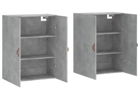 Dulap cu montaj pe perete, 2 buc, gri beton, 69,5x34x90 cm - 4/5