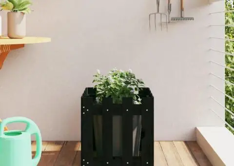 Jardinieră grădină design gard negru 40x40x40 cm lemn masiv pin - 1/5