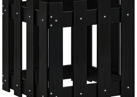 Jardinieră grădină design gard negru 40x40x40 cm lemn masiv pin - 2/5