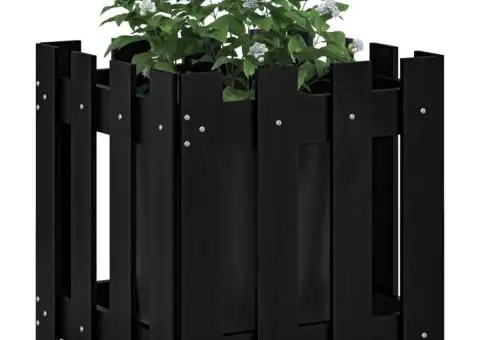 Jardinieră grădină design gard negru 40x40x40 cm lemn masiv pin - 3/5