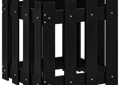 Jardinieră grădină design gard negru 40x40x40 cm lemn masiv pin - 4/5