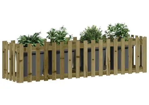 Pat înălțat grădină design gard 200x50x50 cm lemn impregnat pin - 3/5