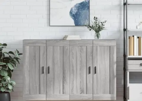 Dulapuri montate pe perete, 2 buc, gri Sonoma, lemn prelucrat - 1/5