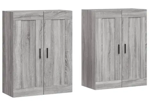 Dulapuri montate pe perete, 2 buc, gri Sonoma, lemn prelucrat - 2/5