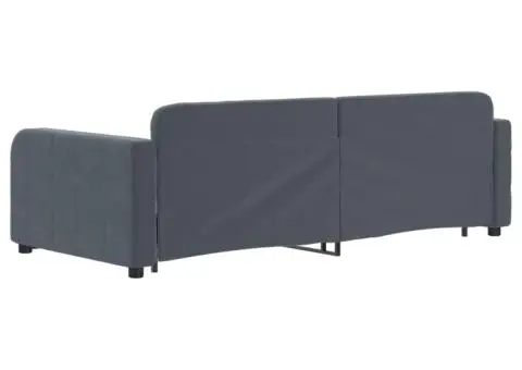 Pat de zi cu extensie, gri închis, 90x200 cm, catifea - 5/5