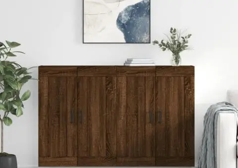 Dulapuri montate pe perete 2 buc. stejar maro, lemn prelucrat - 1/5