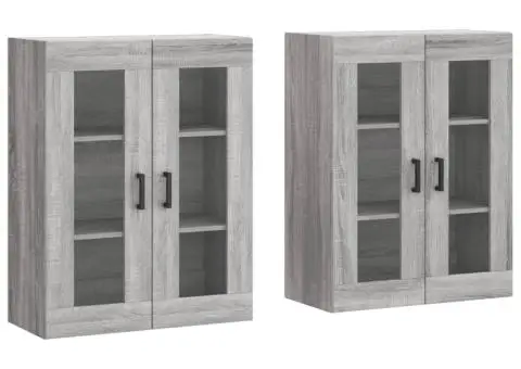 Dulapuri montate pe perete, 2 buc, gri Sonoma, lemn prelucrat - 2/5