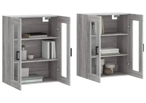 Dulapuri montate pe perete, 2 buc, gri Sonoma, lemn prelucrat - 3/5