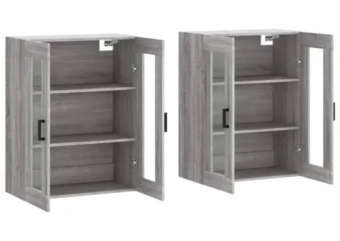 Dulapuri montate pe perete, 2 buc, gri Sonoma, lemn prelucrat - 4/5