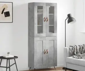 vidaXL Dulap înalt, gri beton, 69,5x34x180, lemn compozit