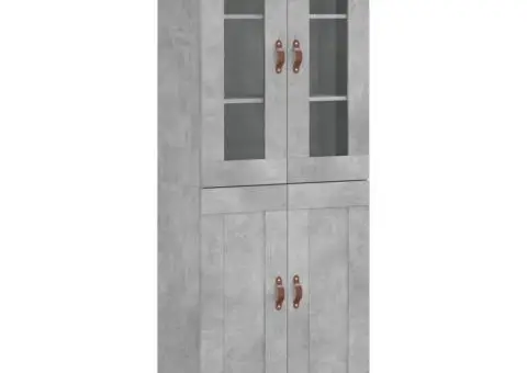 Dulap înalt, gri beton, 69,5x34x180, lemn compozit - 2/5