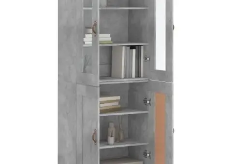 Dulap înalt, gri beton, 69,5x34x180, lemn compozit - 3/5