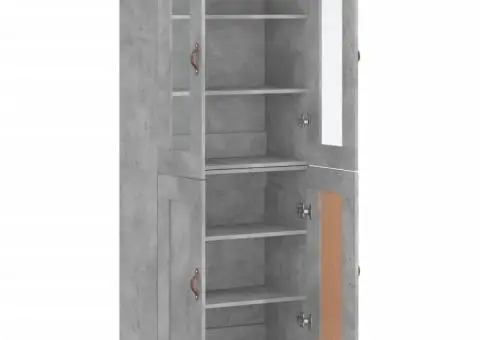 Dulap înalt, gri beton, 69,5x34x180, lemn compozit - 4/5